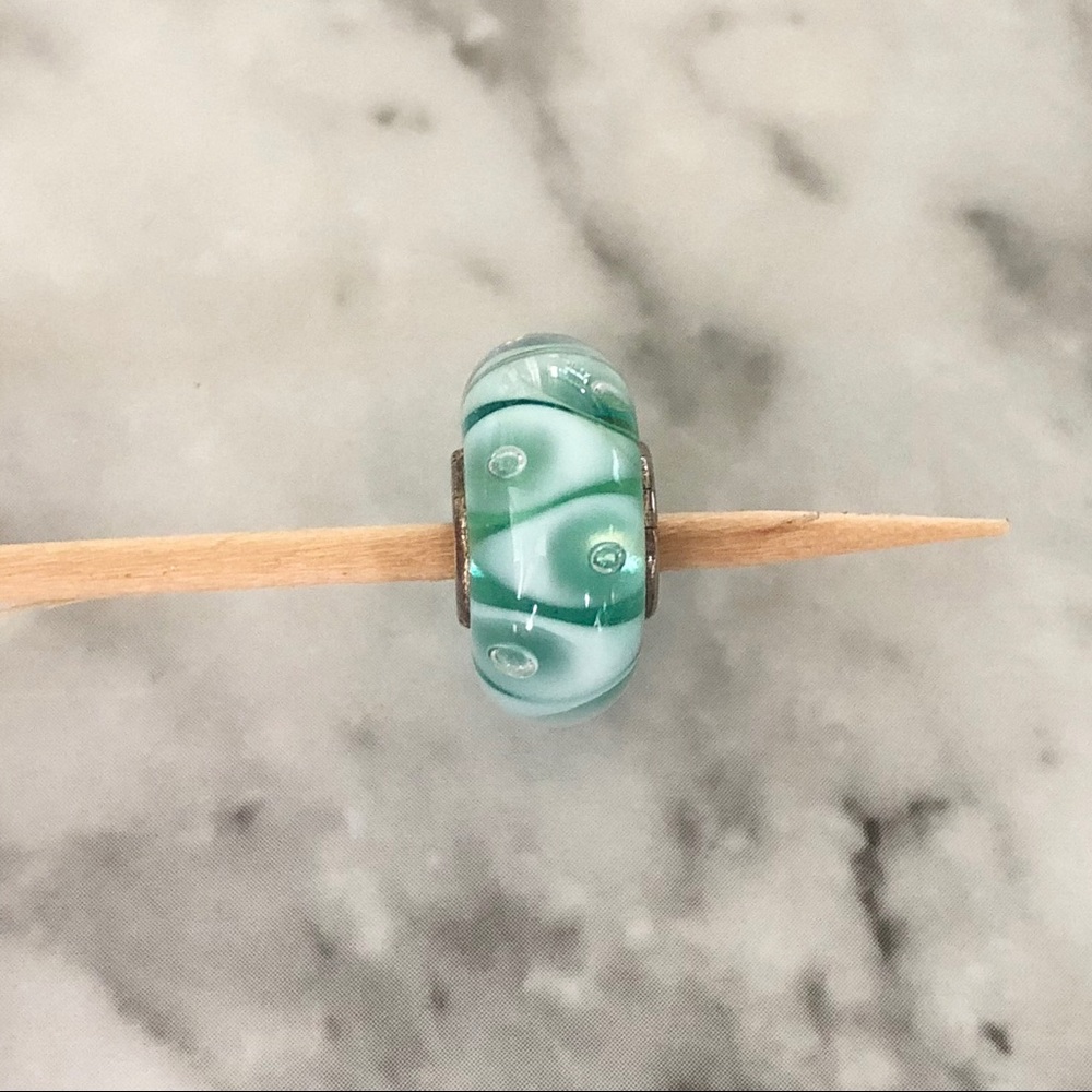 Teal bubbles glass charm